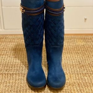 Women’s Rainboots, Navy Blue Suede, Sz 8